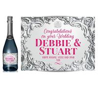 TigerMill Publishing Personalised Silver Effect Champagne Labels for Any Occasion or Event, Birthday, Wedding, Engagement, Anniversary, Hen Night, Christmas etc (Silver/Pink Type)