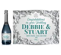 TigerMill Publishing Personalised Silver Effect Champagne Labels for Any Occasion or Event, Birthday, Wedding, Engagement, Anniversary, Hen Night, Christmas etc (Silver/Green Type)