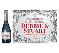 TigerMill Publishing Personalised Silver Effect Champagne Labels for Any Occasion or Event, Birthday, Wedding, Engagement, Anniversary, Hen Night, Christmas etc (Silver/Red Type)