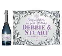 TigerMill Publishing Personalised Silver Effect Champagne Labels for Any Occasion or Event, Birthday, Wedding, Engagement, Anniversary, Hen Night, Christmas etc (Silver/Lilac Type)