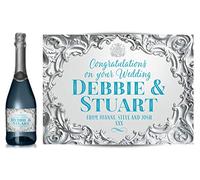 TigerMill Publishing Personalised Silver Effect Champagne Labels for Any Occasion or Event, Birthday, Wedding, Engagement, Anniversary, Hen Night, Christmas etc (Silver/Blue Type)