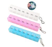 TIGERRDU 3pcs Pill Box Organiser,7-Day Pill Dispenser, Tablet Box Organiser, Times a Day Weekly Medicine Organiser Box for Daily Meds Vitamins Supplements Travel Medication Portable（Blue White Pink）