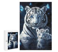 Tigers And Butterfly Vertical Wooden Jigsaw Puzzles for Adults Challenge Intelligent Puzzle Letter on Back Picture Home Decor