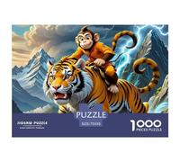 Tigers and Monkeys Thickened Wooden Jigsaw Puzzle 1000 Pieces Adult Toy Intellectual Toy Stress Relief Decor Educational Play Relaxation Intelligence 1000 Pieces (75 x 50cm)
