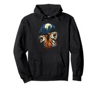 Tigers At The Moon Parody 3 Tiger Moon Wildlife Animal Pullover Hoodie