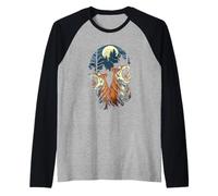 Tigers At The Moon Parody 3 Tiger Moon Wildlife Animal Raglan Baseball Tee