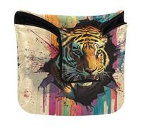 Tigers Breaking Through The Wall Mallet Putter Head Cover Magnetic Putter Headcover for Mallet Square PU Leather