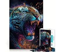 Tigers Bright Roar Adults Puzzles 1000 Piece Jigsaws Mind Exercise Toy Relaxed Mind Design Assembly Santa Wish Gift 50x75cm