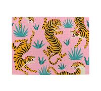 Tigers Dancing On Pink Asian Tiger Gold Orange And Black,500 Pieces Puzzles for Adults-Wooden Jigsaw Puzzle for Adults Elderly