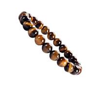 Tiger's Eye Bracelet, Natural Healing Crystal for Protection, Confidence & Grounding, 8mm Round Gemstone Beads, Elastic Adjustable for Men & Women
