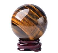 Tiger's Eye Crystal Ball Gemstone Sphere Divination Ball with Stand Feng Shui Aura Home Desk Decor Decorative Precious Gifts,70mm
