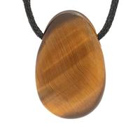 Tiger's Eye Drop Pendant Genuine Gemstone Necklace Adjustable Cotton Cord