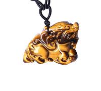 Tigers Eye Stone Pendant Hand Carved Brave Troops Necklace with Chain Lucky Amulet Fine Jewelry for Men Women Gift
