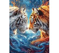 Tigers Fighting in A Magical Forest 1000 Pieces Set Classic Jigsaw Puzzle Scenery Science Fiction Couple Puzzle Partners Logic Skill Wall Decor Easter New Year Gift Eco-friendly Recycled Cardboard 10
