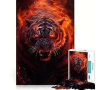 Tigers Fire Glory Jigsaw Puzzles for Adults 1000 Pieces Pure Logic Toy Stress Free Sharp Cut Santa Wish Item 38x26cm