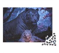 Tigers Floral Forest 1000-Piece Puzzle for Adults, 52x38cm/1000pcs; A Shared Activity for Friends Or Family; Low-dust White Cardboard Pieces