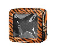 Tigers Fur Pattern Black Orange Clear Makeup Bag Small Nail Polish Organizer Bag for Flying