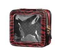 Tigers Fur Print Black and Red Clear Make Up Bag Waterproof Travel Toiletry Bag for Traveling