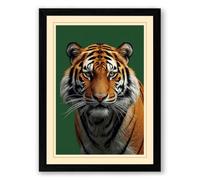 Tiger's Gaze Modern Framed Wall Art Print A1 (84.1×59.4cm) Black, Wall Decor for Living Room, Bedroom, Office & Home, Ready to Hang, Art Gift