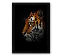 Tiger's Gaze Modern Framed Wall Art Print A2 (59.4×42cm) Black, Wall Decor for Living Room, Bedroom, Office & Home, Ready to Hang, Art Gift