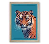 Tiger's Gaze Modern Framed Wall Art Print A2 (59.4×42cm) Oak, Wall Decor for Living Room, Bedroom, Office & Home, Ready to Hang, Art Gift