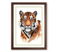 Tiger's Gaze Modern Framed Wall Art Print A2 (59.4×42cm) Walnut, Wall Decor for Living Room, Bedroom, Office & Home, Ready to Hang, Art Gift