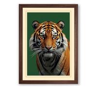 Tiger's Gaze Modern Framed Wall Art Print A2 (59.4×42cm) Walnut, Wall Decor for Living Room, Bedroom, Office & Home, Ready to Hang, Art Gift