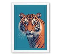 Tiger's Gaze Modern Framed Wall Art Print A2 (59.4×42cm) White, Wall Decor for Living Room, Bedroom, Office & Home, Ready to Hang, Art Gift