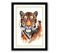 Tiger's Gaze Modern Framed Wall Art Print A3 (42×29.7cm) Black, Wall Decor for Living Room, Bedroom, Office & Home, Ready to Hang, Art Gift