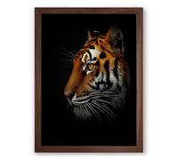 Tiger's Gaze Modern Framed Wall Art Print A4 (29.7×21cm) Walnut, Wall Decor for Living Room, Bedroom, Office & Home, Ready to Hang, Art Gift