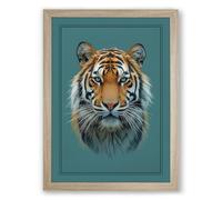 Tiger's Gaze Realism Framed Wall Art Print A1 (84.1×59.4cm) Oak, Wall Decor for Living Room, Bedroom, Office & Home, Ready to Hang, Art Gift