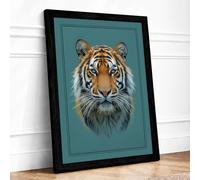Tiger's Gaze Realism Framed Wall Art Print A2 Black
