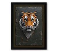 Tiger's Gaze Realism Framed Wall Art Print A3 (42×29.7cm) Black, Wall Decor for Living Room, Bedroom, Office & Home, Ready to Hang, Art Gift