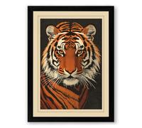 Tiger's Gaze Rustic Framed Wall Art Print A4 (29.7×21cm) Black, Wall Decor for Living Room, Bedroom, Office & Home, Ready to Hang, Art Gift