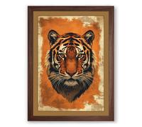 Tiger's Gaze Vintage Framed Wall Art Print A1 (84.1×59.4cm) Walnut, Wall Decor for Living Room, Bedroom, Office & Home, Ready to Hang, Art Gift