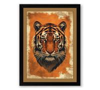 Tiger's Gaze Vintage Framed Wall Art Print A3 (42×29.7cm) Black, Wall Decor for Living Room, Bedroom, Office & Home, Ready to Hang, Art Gift