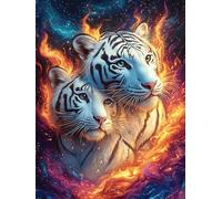 Tigers in A Fiery Magical Glow 300 Piece Pack Classic Jigsaw Puzzle Wildlife Pet Couple Puzzle Partners Ultra Difficult Wall Decor Easter New Year Paperboard Material 300 PCS