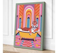 Tigers in the Bathtub Canvas Wall Art Print 18x12 Inch