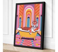 Tigers in the Bathtub Canvas Wall Art Print 18x12 Inch