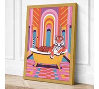 Tigers in the Bathtub Canvas Wall Art Print 36x24 Inch