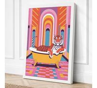 Tigers in the Bathtub Canvas Wall Art Print 36x24 Inch