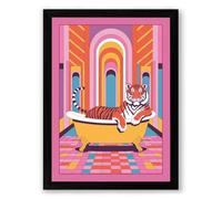Tigers in the Bathtub Maximalist Framed Wall Art Print A1 (84.1×59.4cm) Black, Wall Decor for Living Room, Bedroom, Office & Home, Ready to Hang, Art Gift