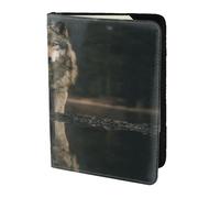 Tigers in the Desert Travel Passport Holder Cover Wallet Leather Case Travel Essentials Luggage Accessories, Staring At The Hungry Wolf, One Size, Contemporary