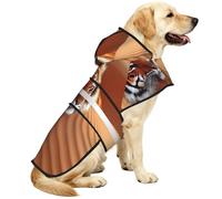 Tigers In The Desert Waterproof Dog Raincoat And Rain Jacket With Hood, Reflective Strips And Adjustable Belly Strap, Fits Small To Large Dogs