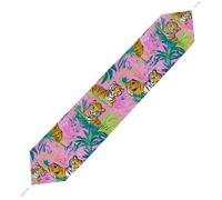 Tigers in The Jungle Cute Table Runner with Tassels Soft Plush Table Cloth for Party Home Decoration