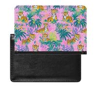 Tigers in The Jungle Printed Passport Holder Cover PU Leather Travel Waterproof Slim Passport Wallet for Airport