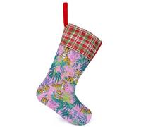 Tigers in The Jungle Sequin Christmas Stockings Decor Red