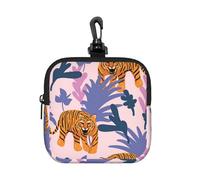 Tigers in The Jungle, Square Zipper Storage Bag, Neoprene Coin Purse, Small Wallets, Change Pouch, Change Purse