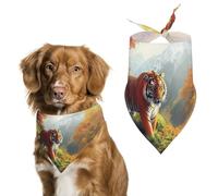 Tigers in The Mountains Dog Bandanas Puppy Triangle Kerchief Cat Scarfs Washable Bibs Pet Gifts