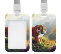 Tigers in The Mountains ID Badge Holder Name Card Holders Photocard Case with Lanyard for Teacher Nurse Office